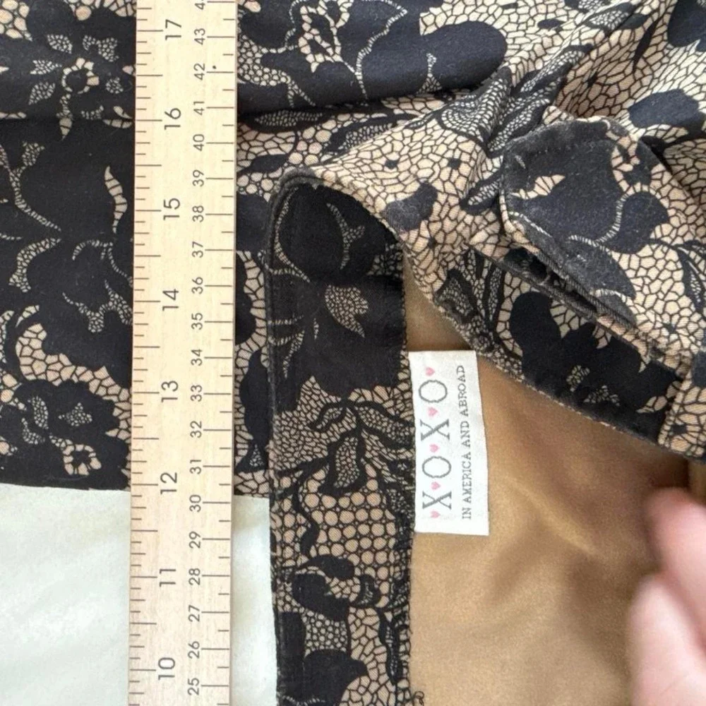 low rise‎ flare pants  Y2K xoxo black floral low rise flare pants size 13 -
